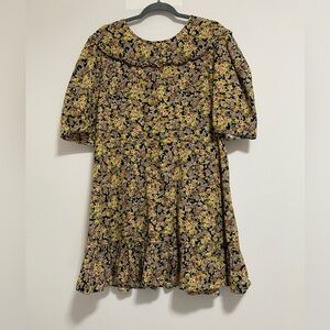 Topshop Floral Mini Dress - Yellow and Black